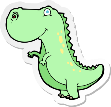 Bir insan tarafından çizilmiş bir dinozorun çıkartması.