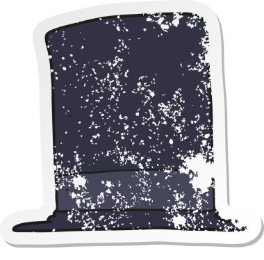 Bir insan tarafından çizilmiş çizgi film silindir şapkasının gerilimli çıkartması.