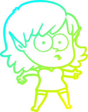 Bir çizgi film karakteri çizimi bir insan tarafından çizilmiş bir elf kızı şok etti.