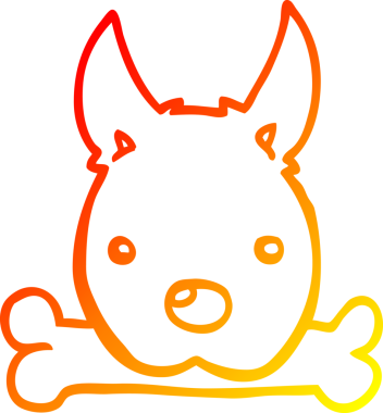 Bir insan tarafından çizilmiş kemikli çizgi film köpeğinin sıcak çizgi çizimi