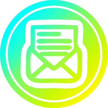 Zarf harfi dairesel simgesi, bir insan tarafından çizilen havalı gradyan bitiş