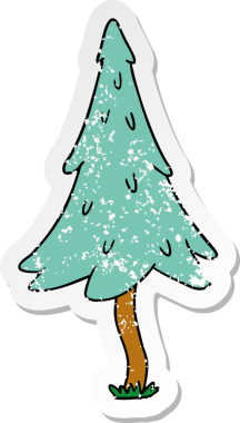 Bir insan tarafından çizilmiş ağaçlık çam ağaçlarının karalamaları.