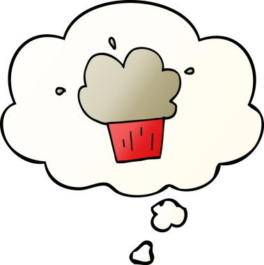 Düşünce baloncuklu çizgi film keki bir insan tarafından çizilmiş.