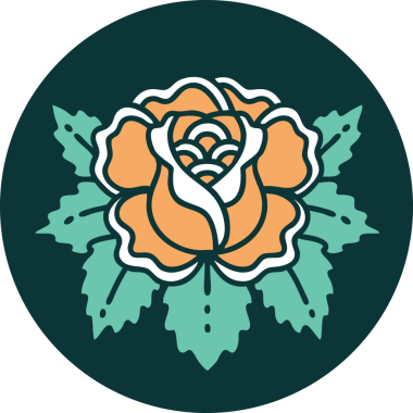 Bir insan tarafından çizilmiş bir gülün ikonik dövme şekli