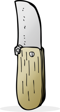 Bir insan tarafından çizilmiş katlanmış çizgi film bıçağı.