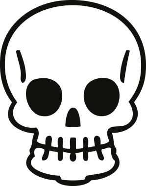 Bir insan tarafından çizilmiş tuhaf bir kafatası çizimi.