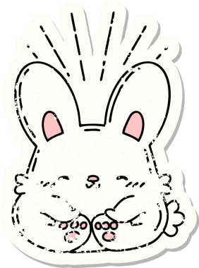 Dövme stili eski bir çıkartma bir insan tarafından çizilmiş mutlu tavşan.