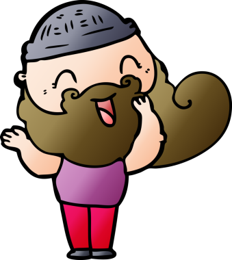 Bir insan tarafından çizilmiş mutlu sakallı adam.