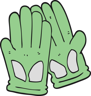 Bir insan tarafından çizilmiş karikatür bahçe eldivenleri
