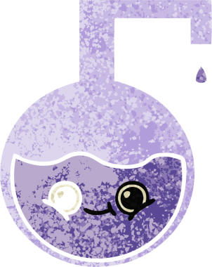 Bir insan tarafından çizilmiş bilimsel bir deneyin retro çizim tarzı karikatürü