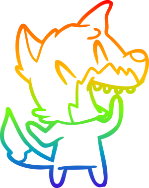 Bir insan tarafından çizilmiş gülen tilki çizgi filmi.