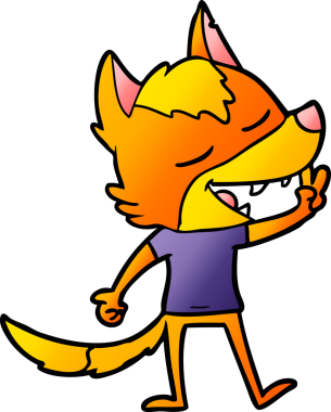 Bir insan tarafından çizilmiş tilki çizgi film karakteri