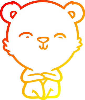 Bir insan tarafından çizilmiş mutlu çizgi film ayısının sıcak çizgi çizimi