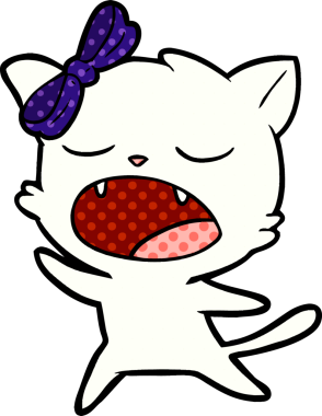 Bir insan tarafından çizilmiş şarkı söyleyen bir kedi.