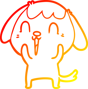 Bir insan tarafından çizilmiş sevimli bir köpeğin sıcak çizgi çizgisi.