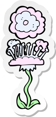 Bir insan tarafından çizilmiş karikatür çiçeğinin çıkartması.