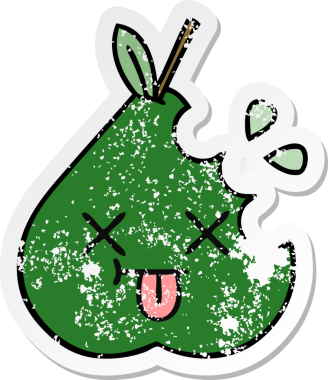 Bir insan tarafından çizilmiş şirin bir armutun sıkıntılı çıkartması.