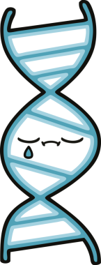 Bir insan tarafından çizilmiş DNA iplikçikli şirin bir çizgi film.