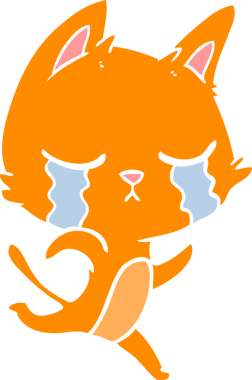 Bir insan tarafından çizilmiş düz renkli çizgi film kedisi.