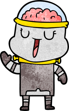 Bir insan tarafından çizilmiş mutlu robot çizimi.