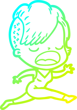 Bir insan tarafından çizilmiş havalı bir hippi kızın soğuk gradyan çizimi.