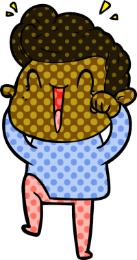 Bir insan tarafından çizilmiş heyecanlı bir çizgi film.