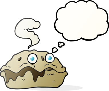 Bir insan tarafından çizilmiş serbest çizim düşünce balonu karikatürü sıcak turta