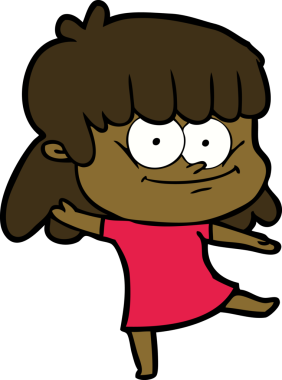 Bir insan tarafından çizilmiş gülümseyen bir kadın.