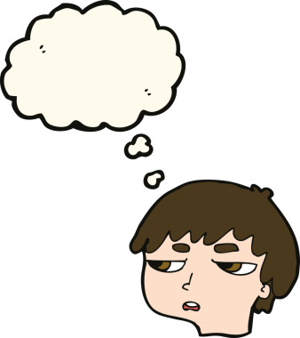 Bir insan tarafından çizilen düşünce baloncuğuyla sinirlenmiş bir çocuk.