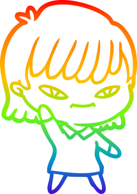 gökkuşağı gradyan çizimi bir insan tarafından çizilmiş bir karikatür kadın