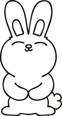 Bir insan tarafından çizilmiş garip çizgi film tavşanı.