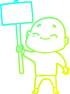 Bir insan tarafından çizilmiş, mutlu, kel bir adamın çizdiği soğuk çizgi.