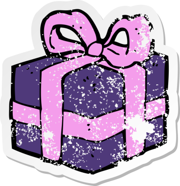 Bir insanın çizdiği karikatür Noel 'inin gerilimli retro etiketi.