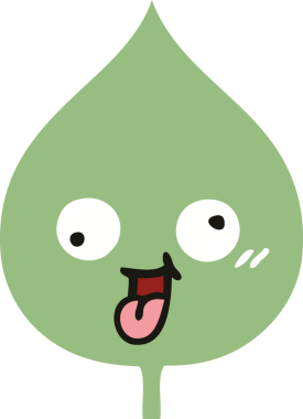 Bir insan tarafından çizilmiş dışavurumsal yaprağın düz renk retro karikatürü