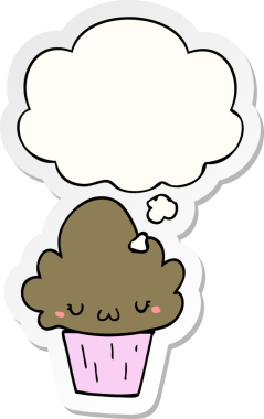 Bir insan tarafından çizilmiş, üzerinde düşünce kabarcığı olan çizgi film keki.