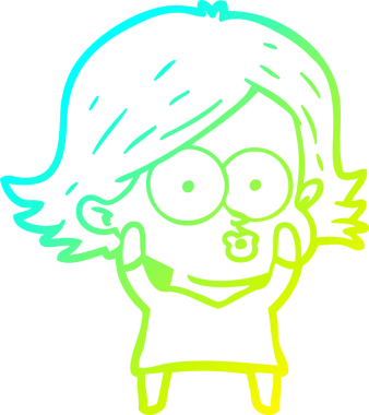 Bir insan tarafından somurtulmuş çizgi film kızı çizimi.