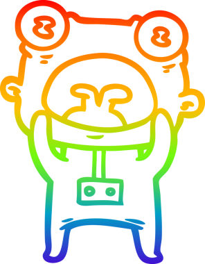 Gökkuşağı gradyanı çizimi bir çizgi film. Bir insan tarafından çizilmiş garip bir uzaylı.