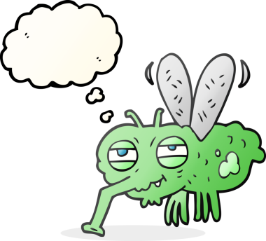 Bir insan tarafından çizilmiş serbest çizim balon karikatür sineği