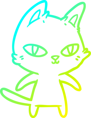 Bir çizgi film kedisinin insan tarafından çizilmiş soğuk çizgi çizimi.