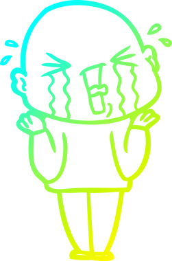 Bir insan tarafından çizilmiş, ağlayan kel bir adamın çizdiği soğuk çizgi.