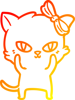 Bir insan tarafından çizilmiş sevimli bir çizgi film kedisinin sıcak çizgi çizgisi.