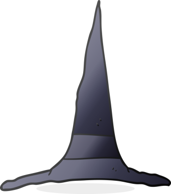 Bir insan tarafından çizilmiş serbest çizim cadı şapkası.