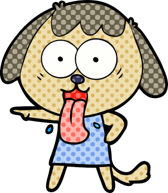 Bir insan tarafından çizilmiş şirin bir çizgi film köpeği.