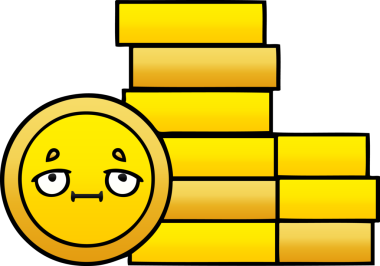 Bir insan tarafından çizilmiş bozuk paranın gölgelenmiş karikatürü