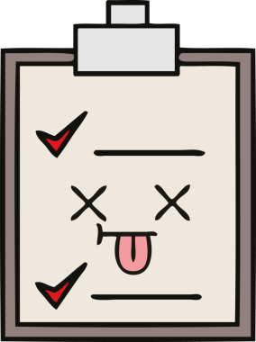Bir insan tarafından çizilmiş kontrol listesinin sevimli karikatürü