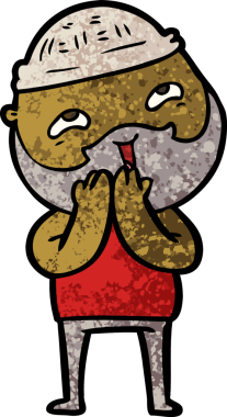 Bir insan tarafından çizilmiş mutlu sakallı bir adam.