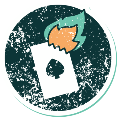 Bir insan tarafından çizilmiş alevli bir kartın sembolik dövmeli görüntüsü