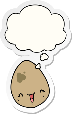 Düşünce baloncuklu çizgi film yumurtası insan tarafından çizilmiş bir çıkartma.