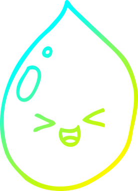 Bir insan tarafından çizilen yağmur damlasının soğuk gradyan çizgisi.