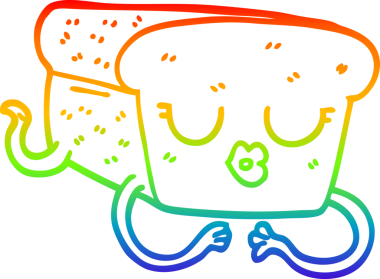 gökkuşağı gradyan çizgisi bir insan tarafından çizilmiş bir ekmek somunu